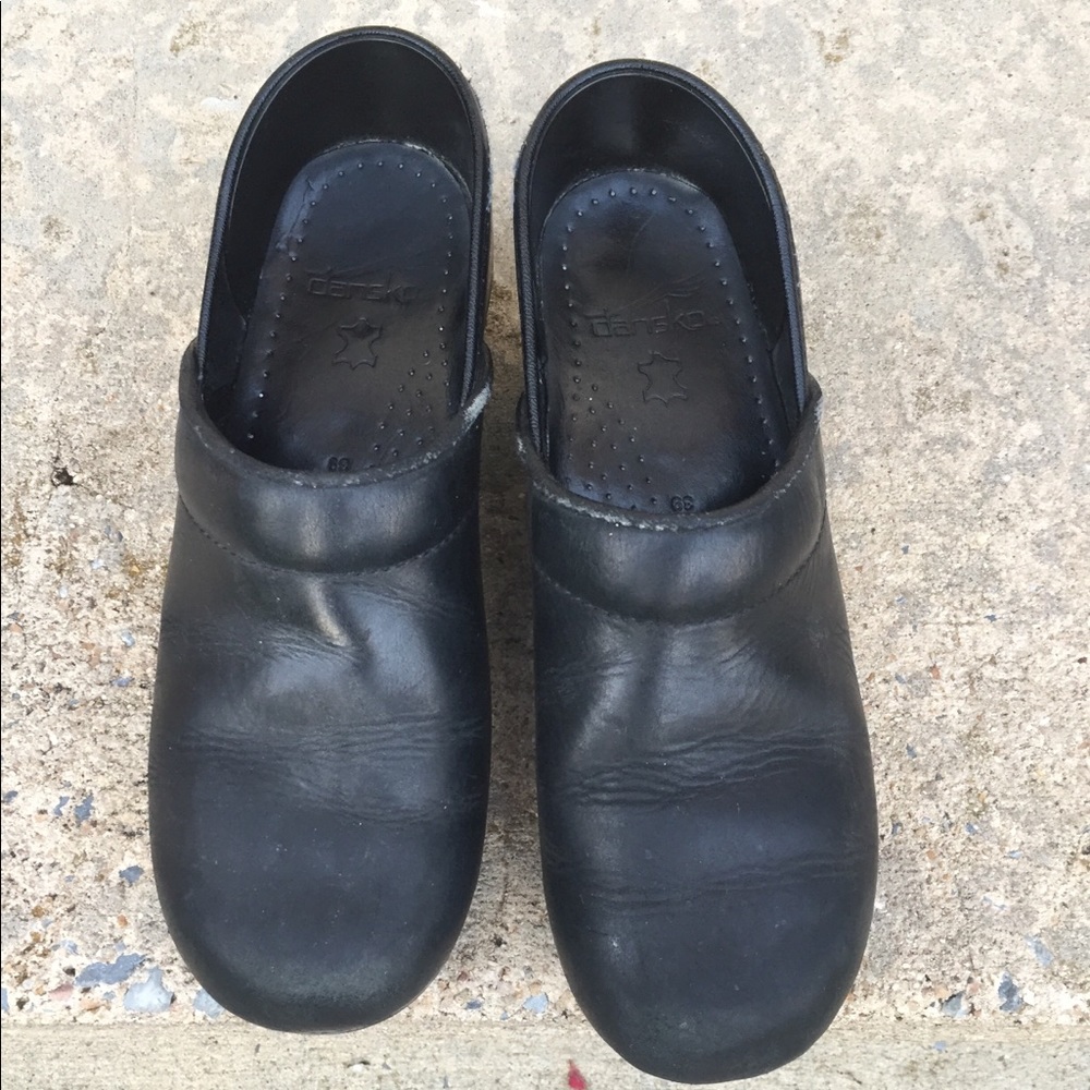 Dansko Black Leather Classic Clog sz 39 US 8-9